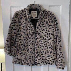 Dylan Spotted Faux Fur Jacket in Black and Gray